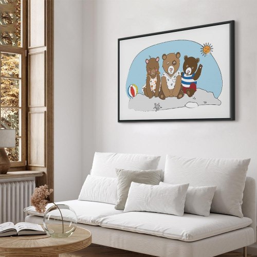 Lærredsbillede Teddy Bears on the Beach - bredformat