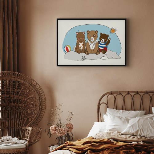 Lærredsbillede Teddy Bears on the Beach - bredformat