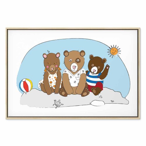 Lærredsbillede Teddy Bears on the Beach - bredformat
