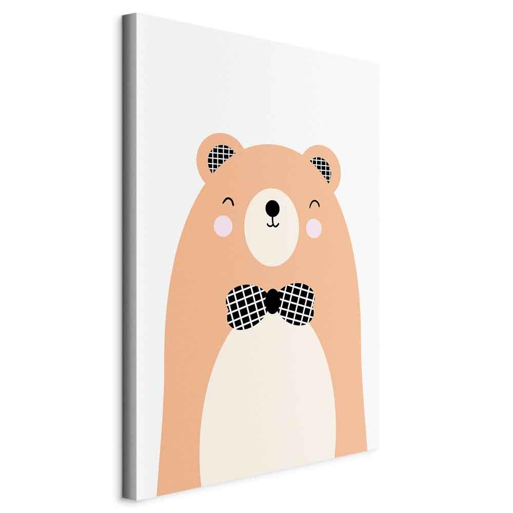 Billede på lærred - bamse med butterfly, lodret vægdekoration til børneværelse - 40 x 60 cm - På italiensk lærred