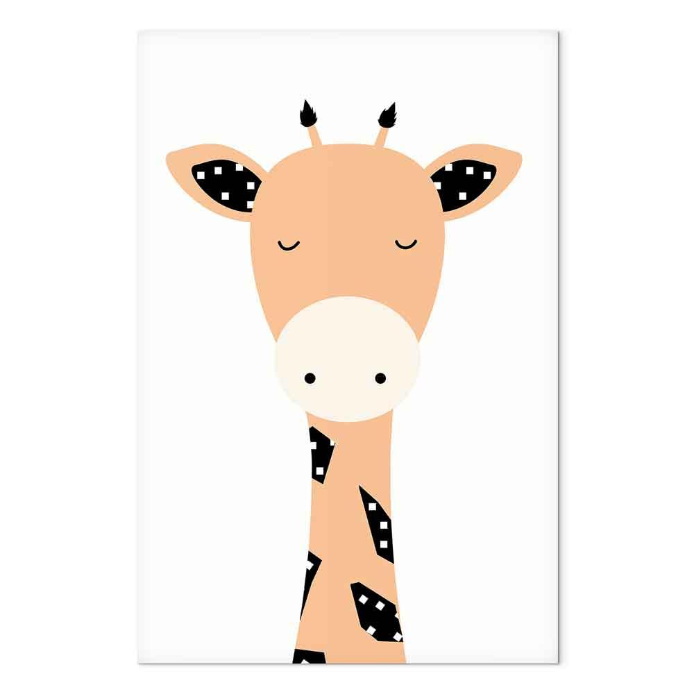 Lærredsbillede til børn - Sjov giraf 1 del lodret - 40 x 60 cm - Premium Print