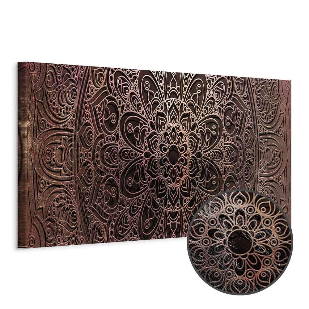 Lærredsbillede - Mandala: Amber Silence, orientalsk vægdekoration - 150 x 50 cm - Premium Print
