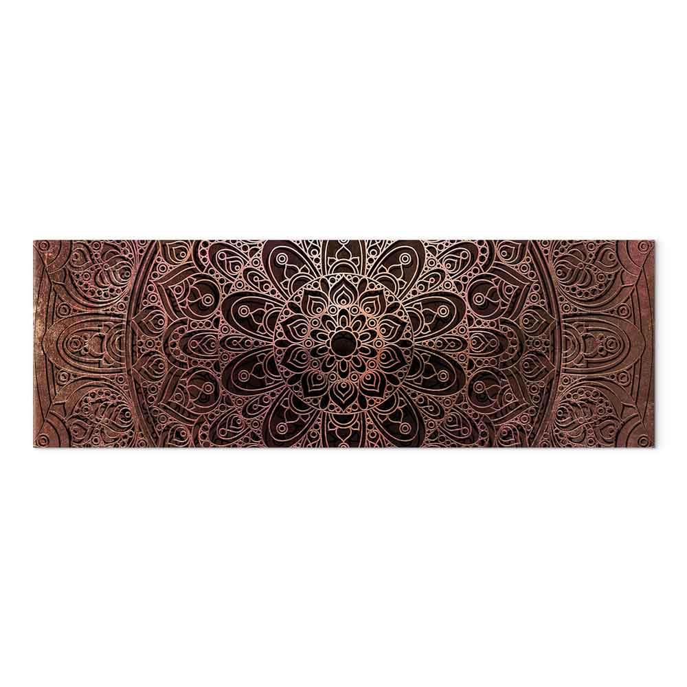 Lærredsbillede - Mandala: Amber Silence, orientalsk vægdekoration - 150 x 50 cm - Standard