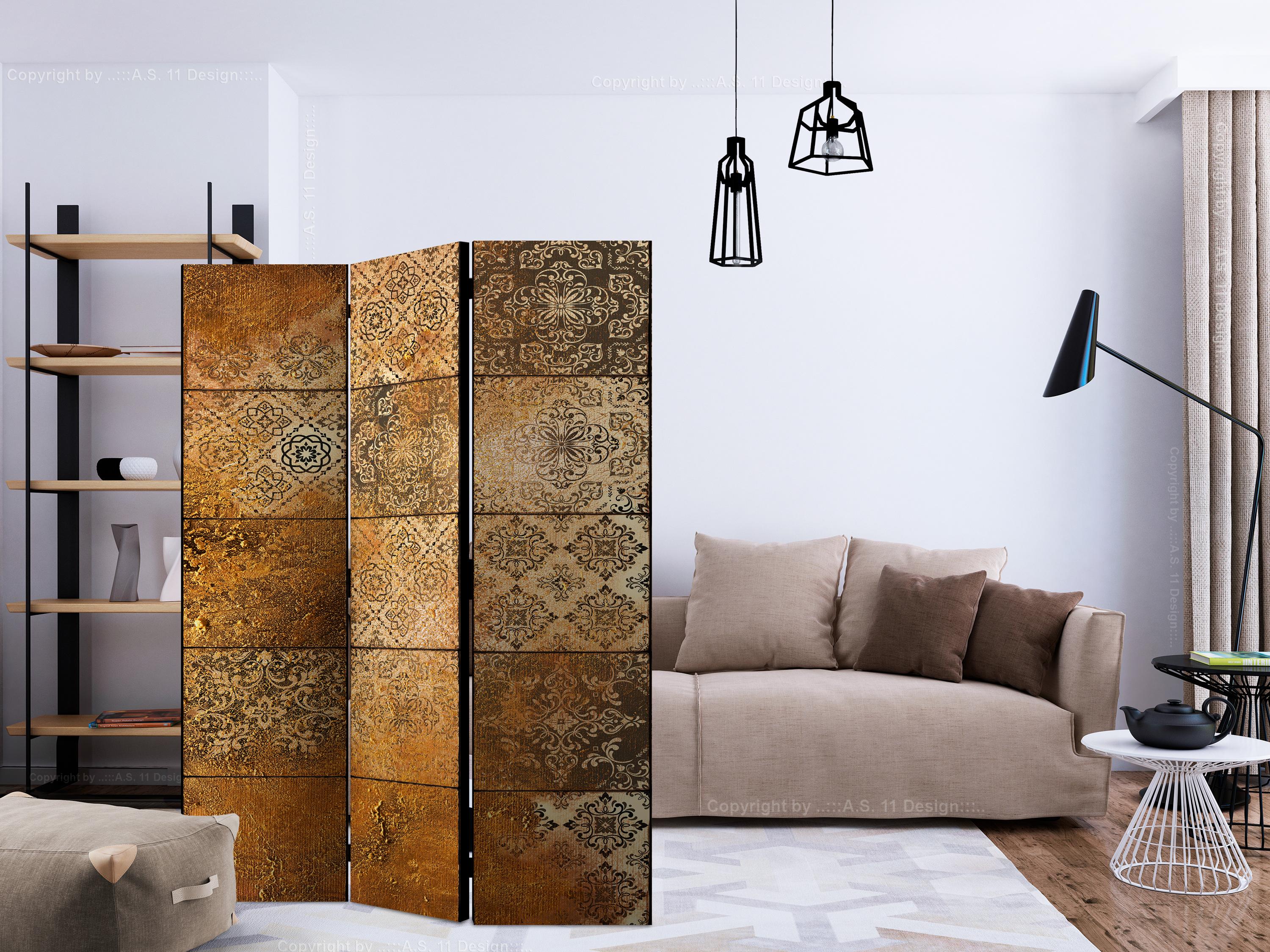 Skærmvæg Old Tiles 135 × 172 cm - 3-panels rumdeler - 135 x 172 cm - Dobbeltsiddet