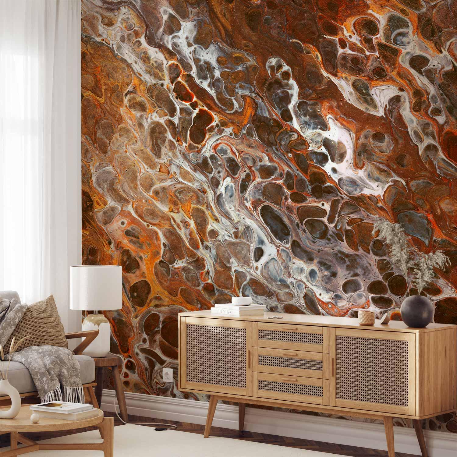 Fototapet Brune Kratre - abstrakt vægdekoration - 500 x 350 cm - Premium
