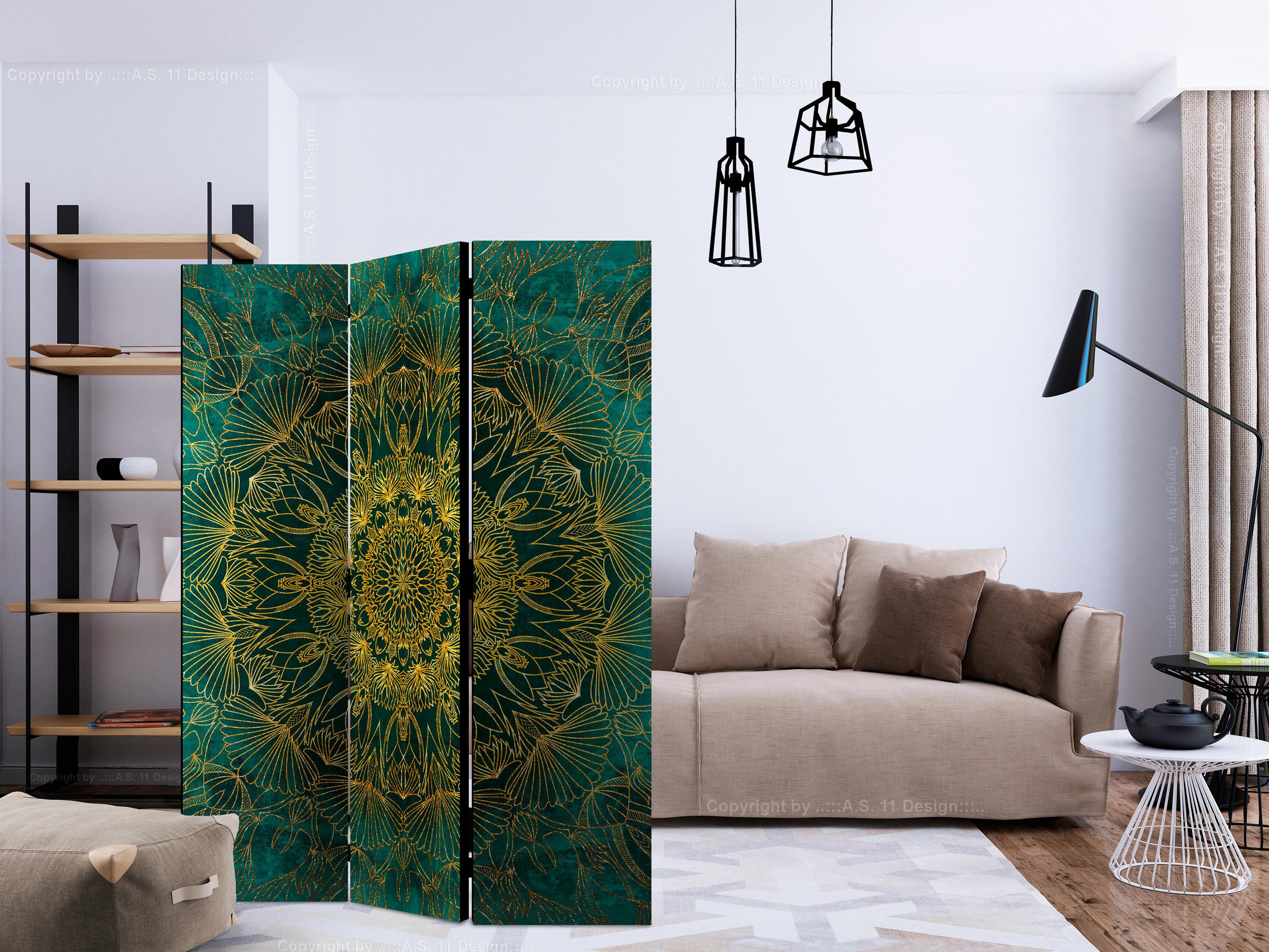 Skærmvæg Royal Stitching 135 x 172 cm - 3-panels rumdeler - 135 x 172 cm - Dobbeltsiddet