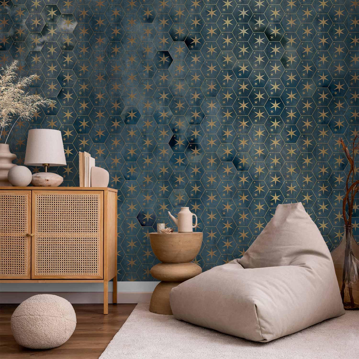 Fototapet Noble Ornament - geometrisk stjernemønster til væg - 500 x 350 cm - Premium