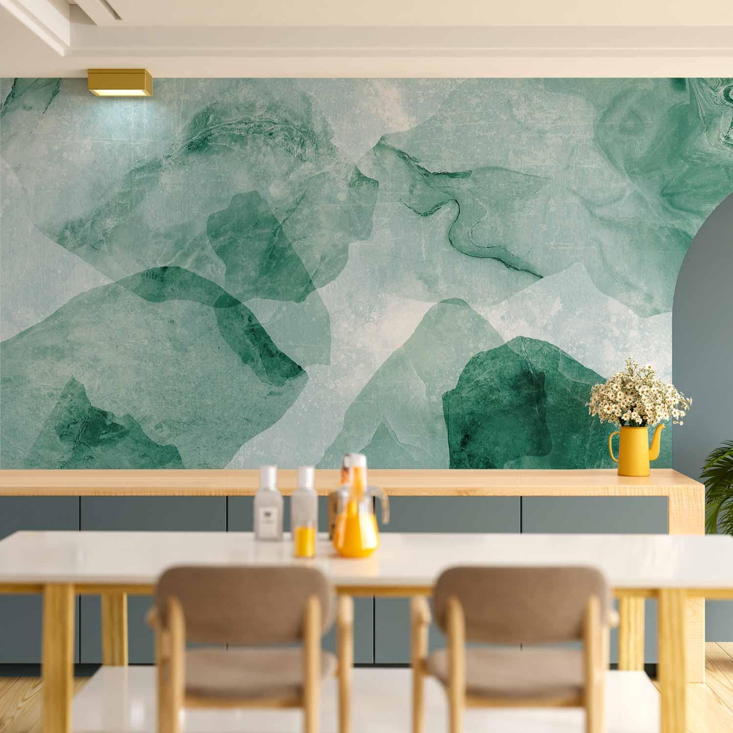 Fototapet Spring Terrazzo Tredje Variant - grøn marmorlook - 100 x 70 cm - Vandtæt