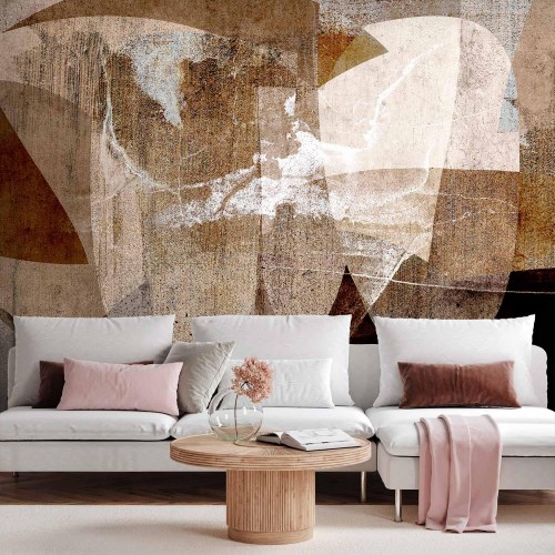 Fototapet med geometrisk abstraktion i brune nuancer