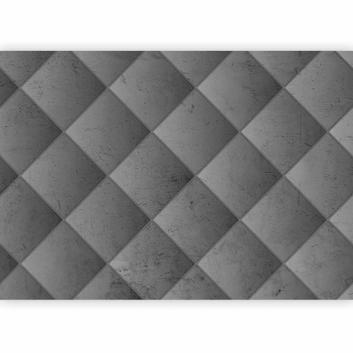 Fototapet Grå Symmetri - geometrisk betonmønster med lyse fuger