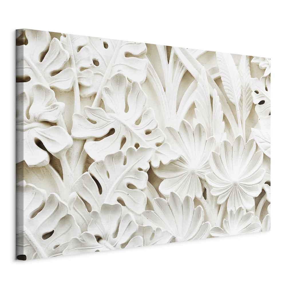 Billede på lærred - Ceramic Leaves, bredt vægbillede med blomster- og bladmotiv - 60 x 40 cm - På italiensk lærred