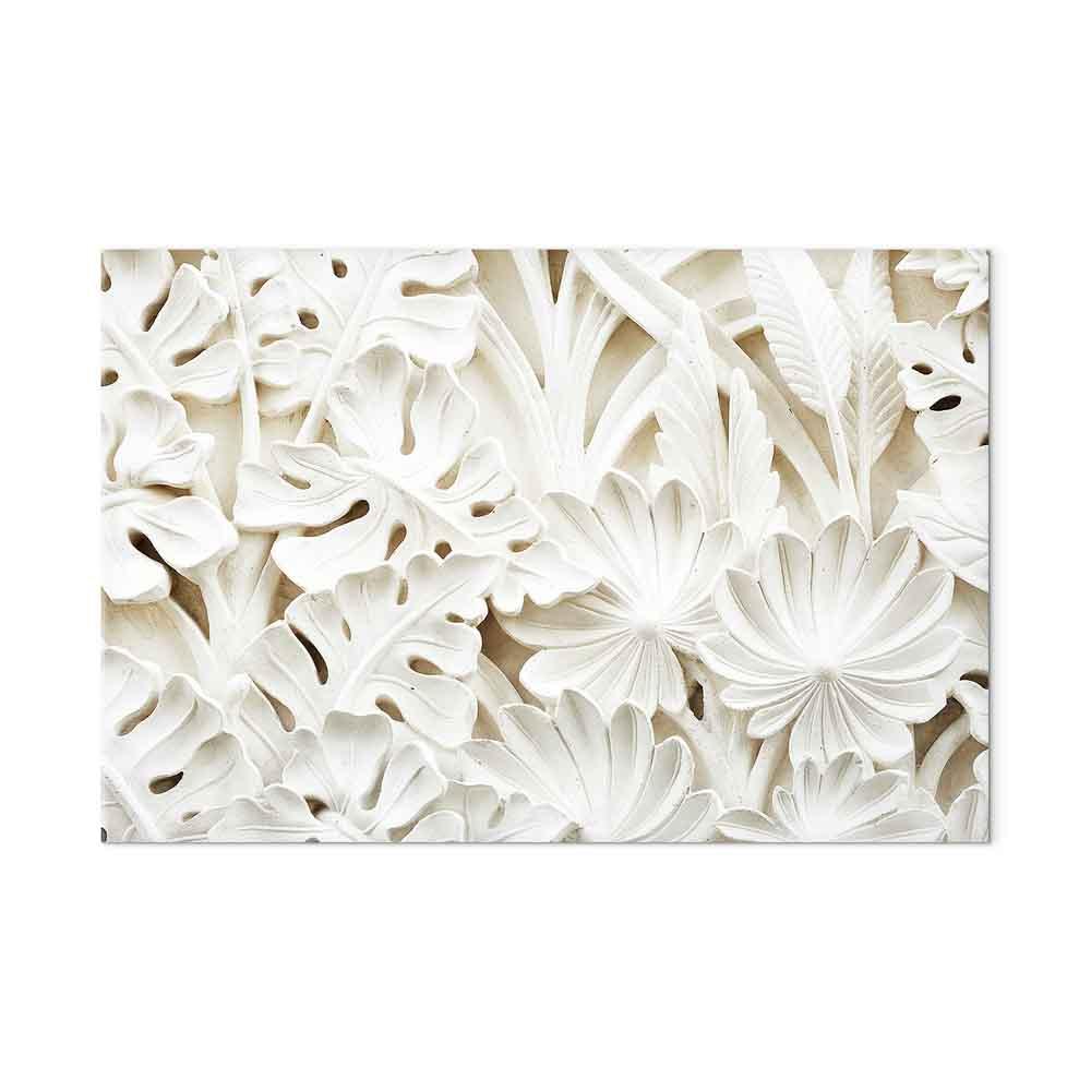Billede på lærred - Ceramic Leaves, bredt vægbillede med blomster- og bladmotiv - 60 x 40 cm - Akustisk
