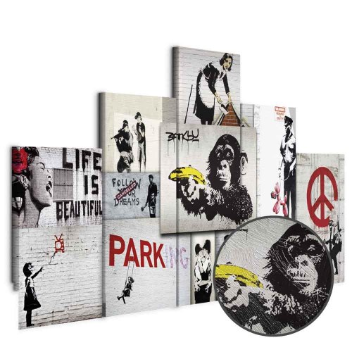 Banksy Street Crimes billede på lærred 100 x 50 cm