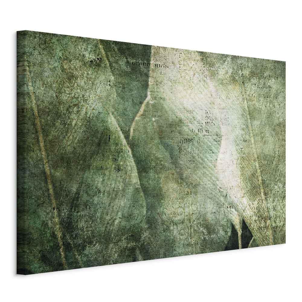 Lærredsbillede Green Revolution - bredt billede med bladmotiv - 60 x 40 cm - Standard
