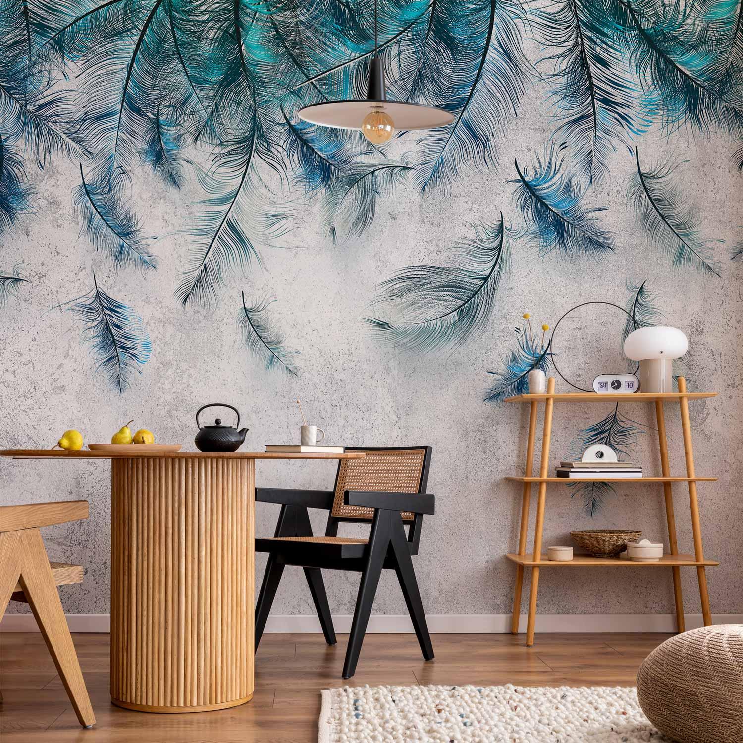 Fototapet Safirbrise med fjer - 400 x 280 cm - Vandtæt