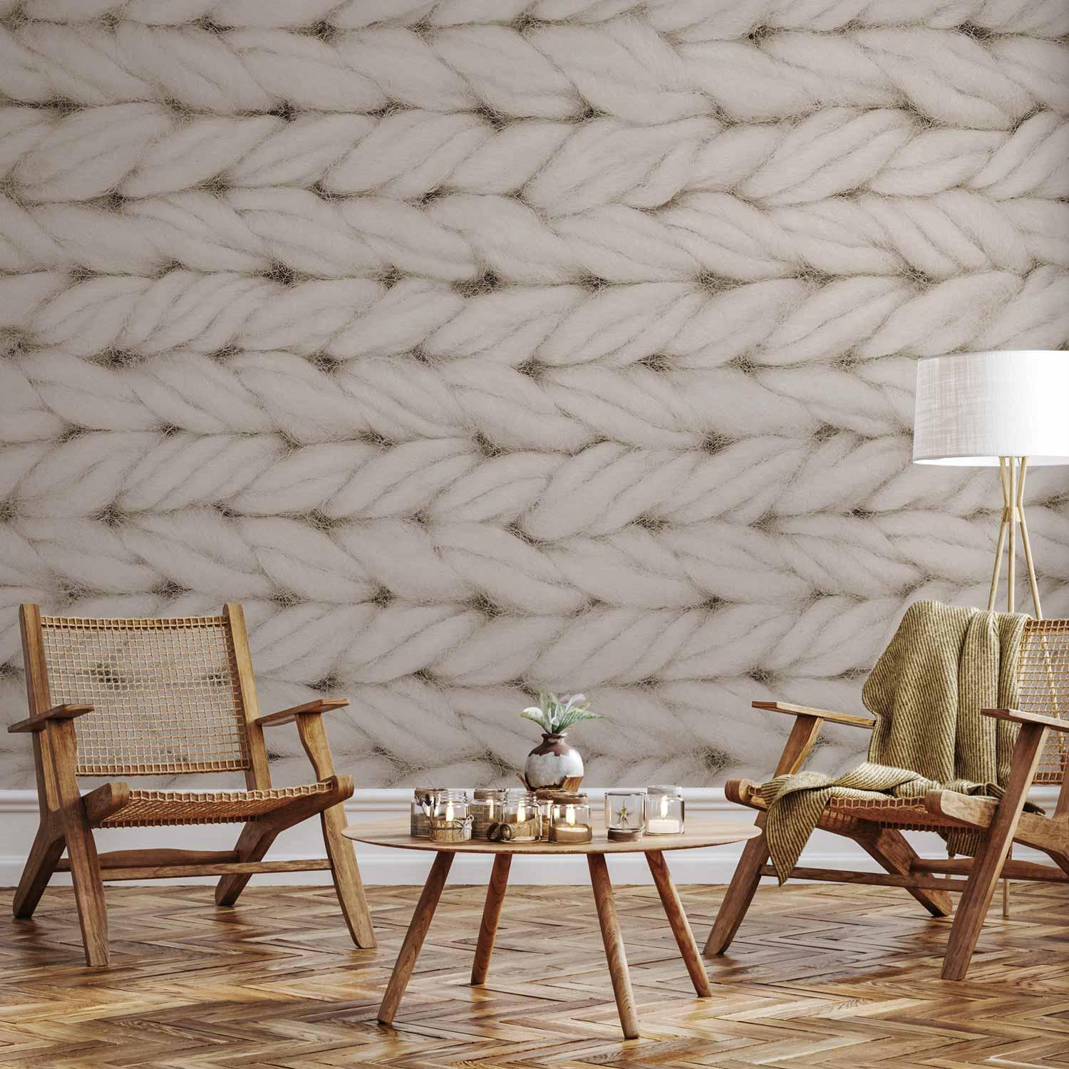 Fototapet Ægte uld - Tredje variant med strikmønster til væg - 500 x 350 cm - Premium
