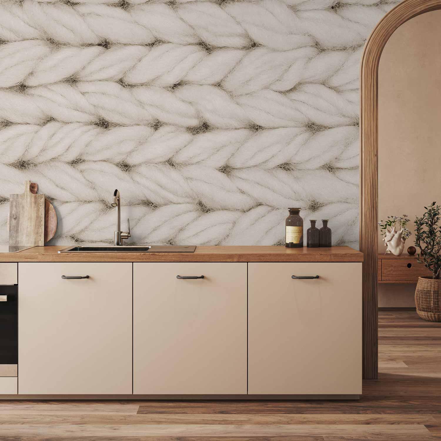 Fototapet Ægte uld - Tredje variant med strikmønster til væg - 500 x 350 cm - Vandtæt