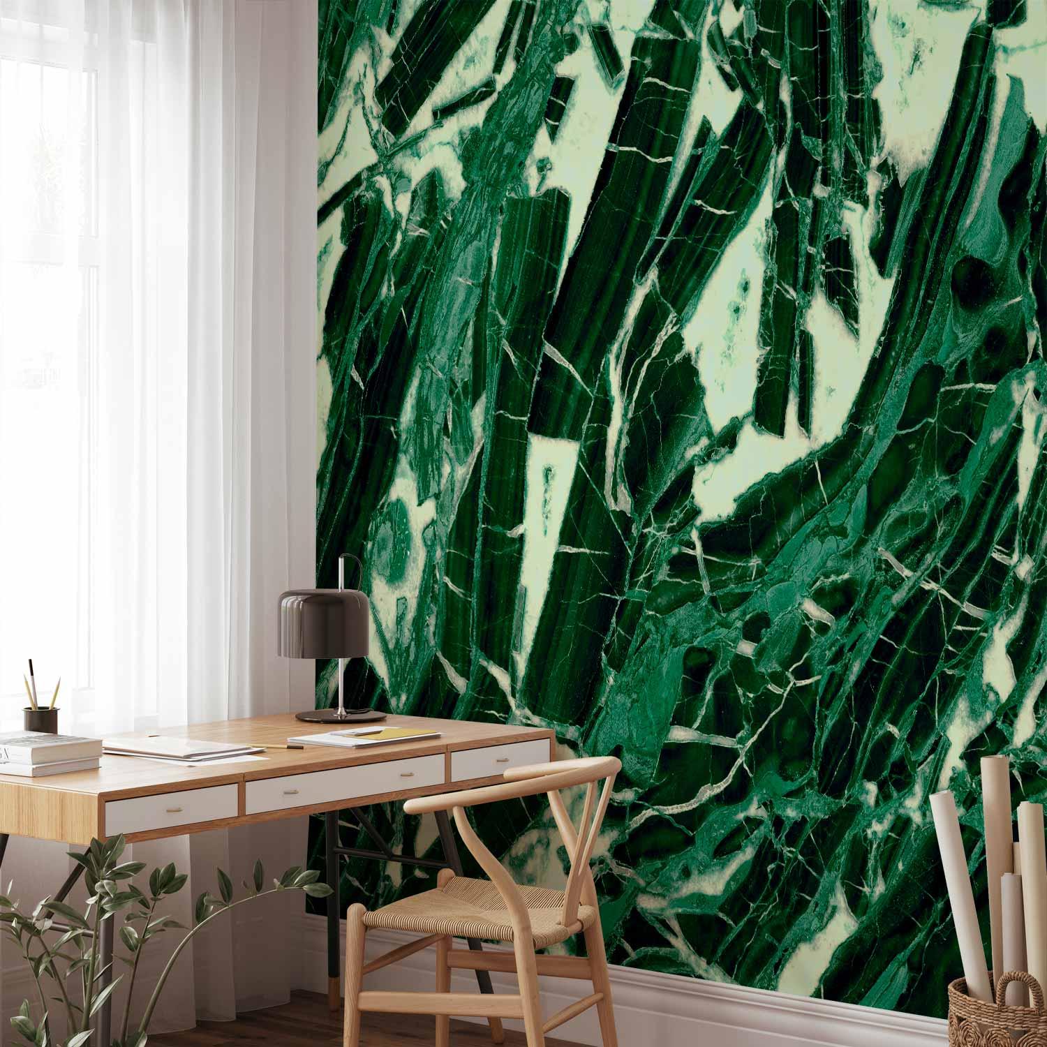 Fototapet Smaragdmarmor - grønt marmorlook til væg - 500 x 350 cm - Premium