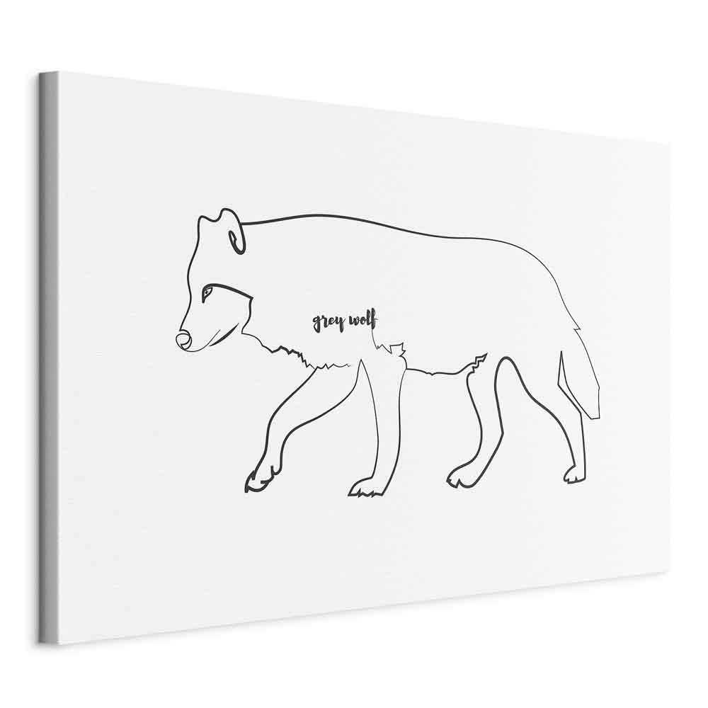 Lærredsbillede - Ulv 1 del bredformat med minimalistisk ulvemotiv - 120 x 80 cm - På italiensk lærred