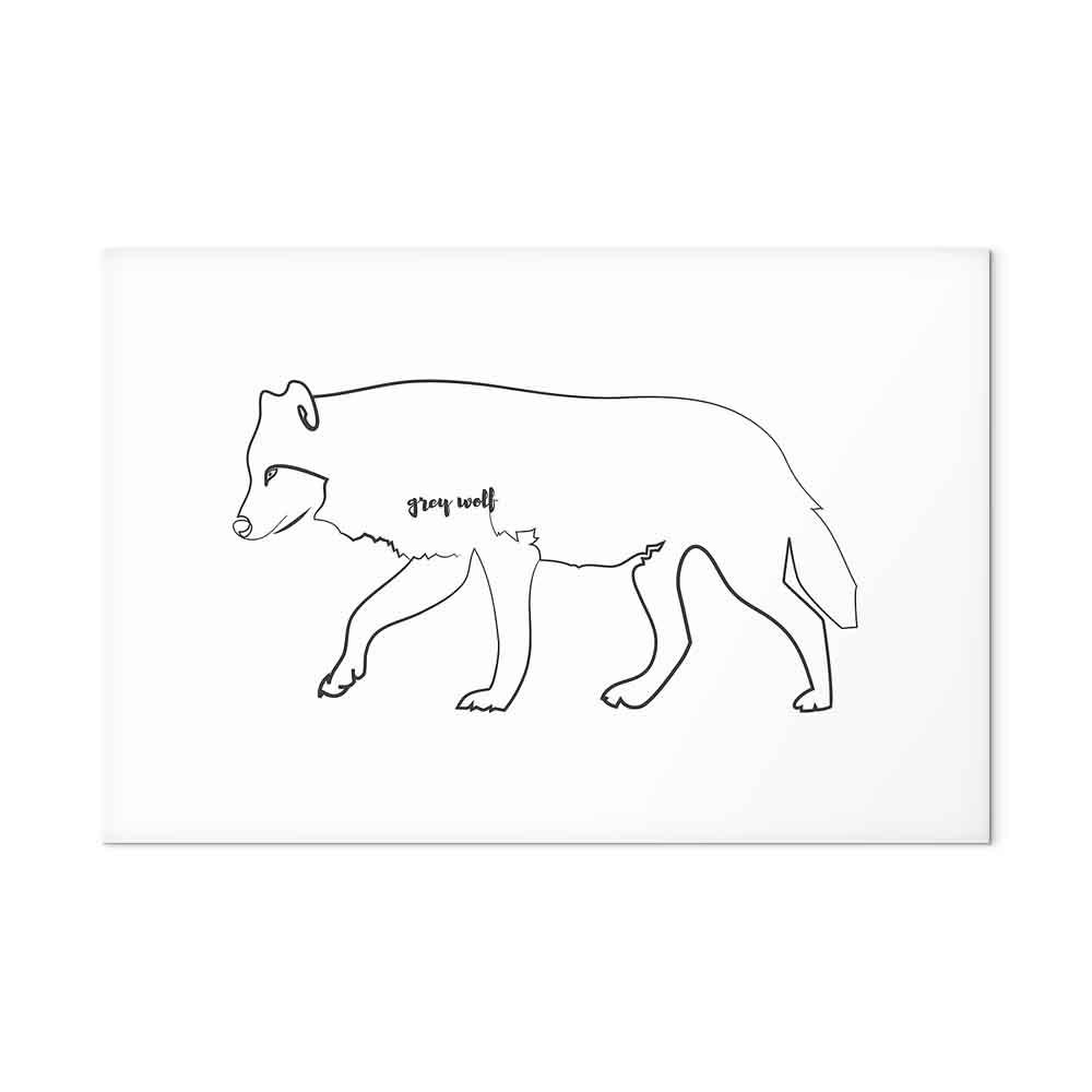 Lærredsbillede - Ulv 1 del bredformat med minimalistisk ulvemotiv - 120 x 80 cm - Akustisk