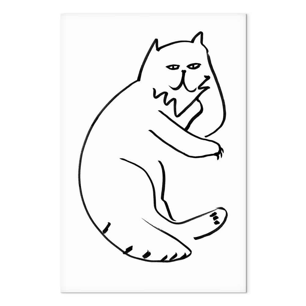 Lærredsbillede Afslappet kat - 1 del, lodret billede med minimalistisk kattemotiv - 20 x 30 cm - Premium Print