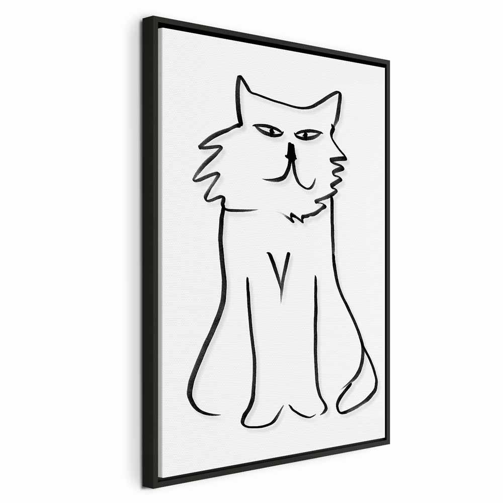 Lærredsbillede med kat - Jeg kigger på dig 1 del lodret - 40 x 60 cm - I en sort træramme