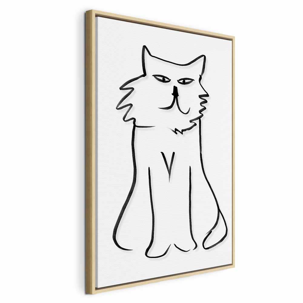 Lærredsbillede med kat - Jeg kigger på dig 1 del lodret - 40 x 60 cm - I en naturlig træramme
