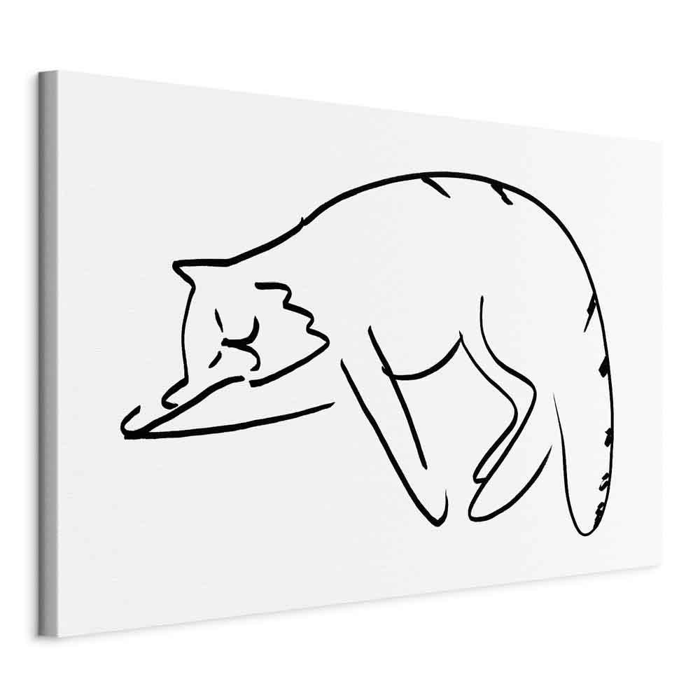 Lærredsbillede Cat's Dreams med kattemotiv - 60 x 40 cm - På italiensk lærred