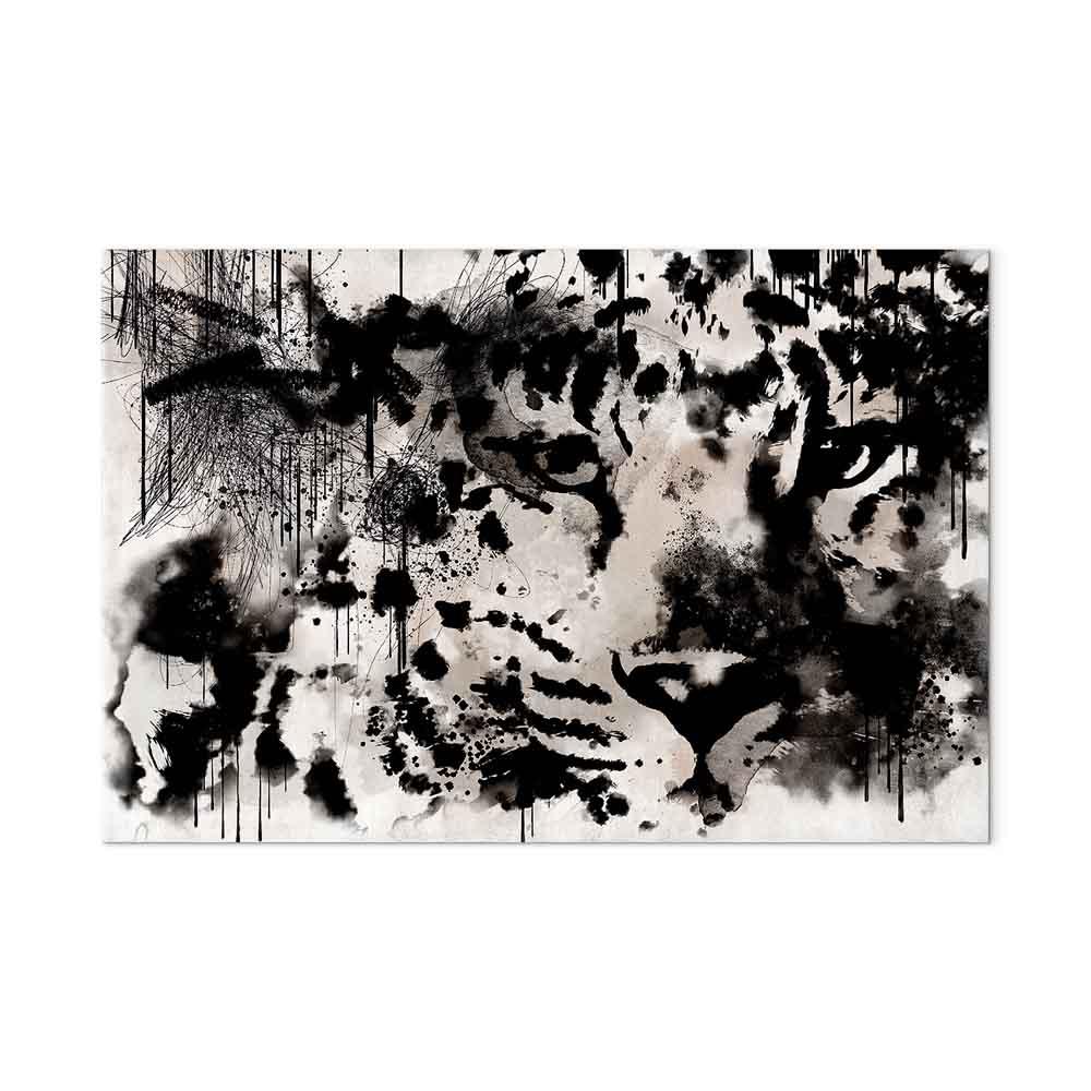 Lærredsbillede Cat's Look - 1 del i bredformat med abstrakt kattemotiv - 120 x 80 cm - Akustisk