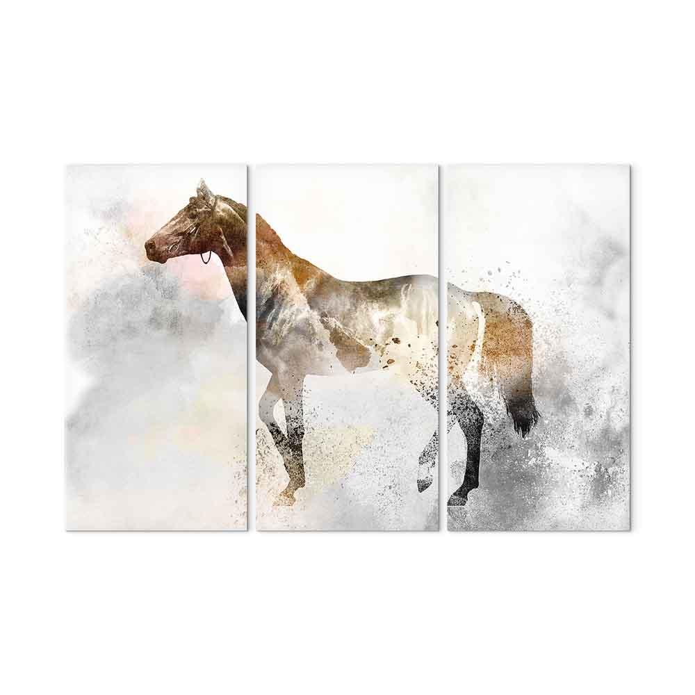 Billede på lærred med hest i 3 dele - Ildhingsten - 120 x 80 cm - Standard