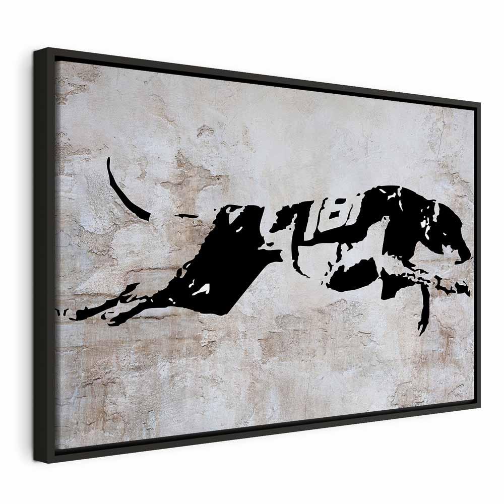Lærredsbillede - Greyhound Race bredformat med greyhoundmotiv - 120 x 80 cm - I en sort træramme