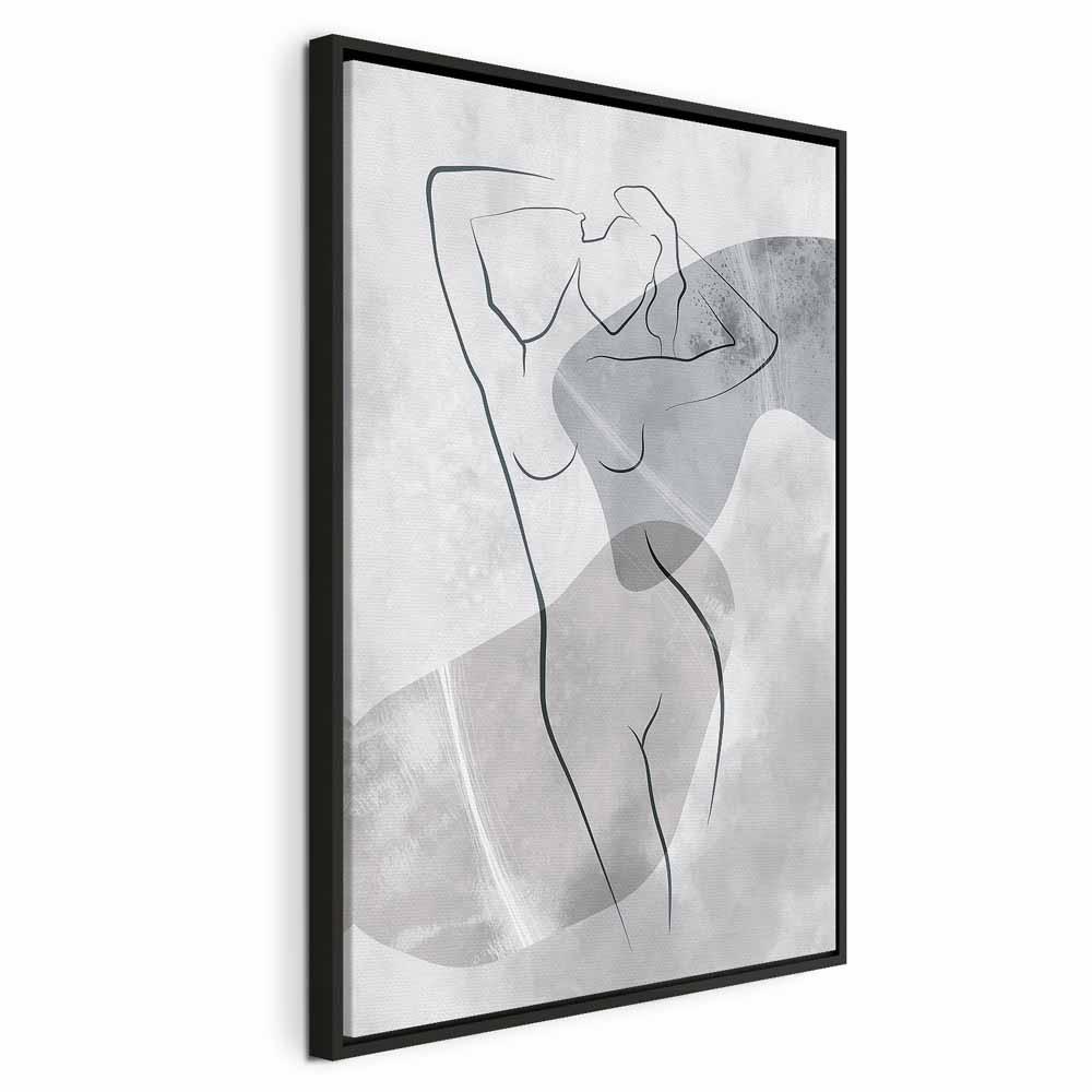 Lærredsbillede Resting Muse lodret - abstrakt figur - 60 x 90 cm - I en sort træramme