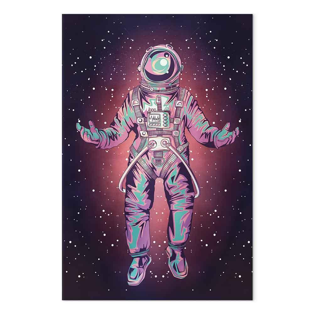 Billede på lærred Ensom rejsende - lodret vægdekoration i 1 del med astronautmotiv - 80 x 120 cm - Akustisk