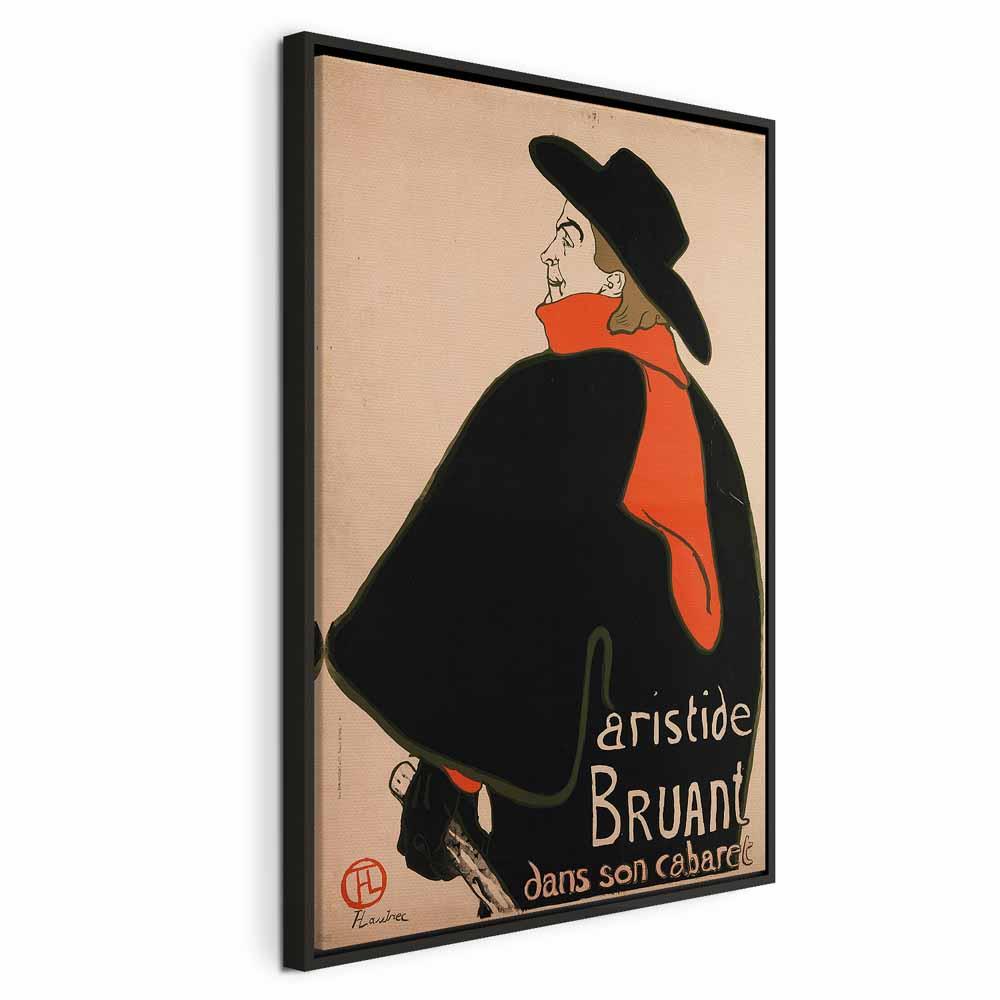 Lærredsbillede - Aristide Bruant: Dans son cabaret, 1 del, lodret vægdekoration - 40 x 60 cm - I en sort træramme