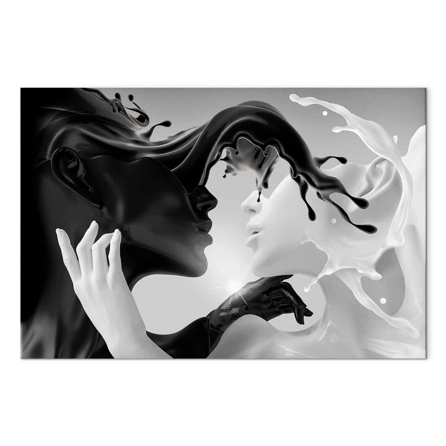 Lærredsbillede Tender Opposite (1 del) - abstrakt billede i bredformat - 120 x 80 cm - Akustisk