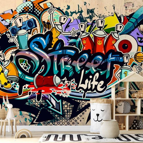 Fototapet Gadeliv - graffiti fototapet til væg