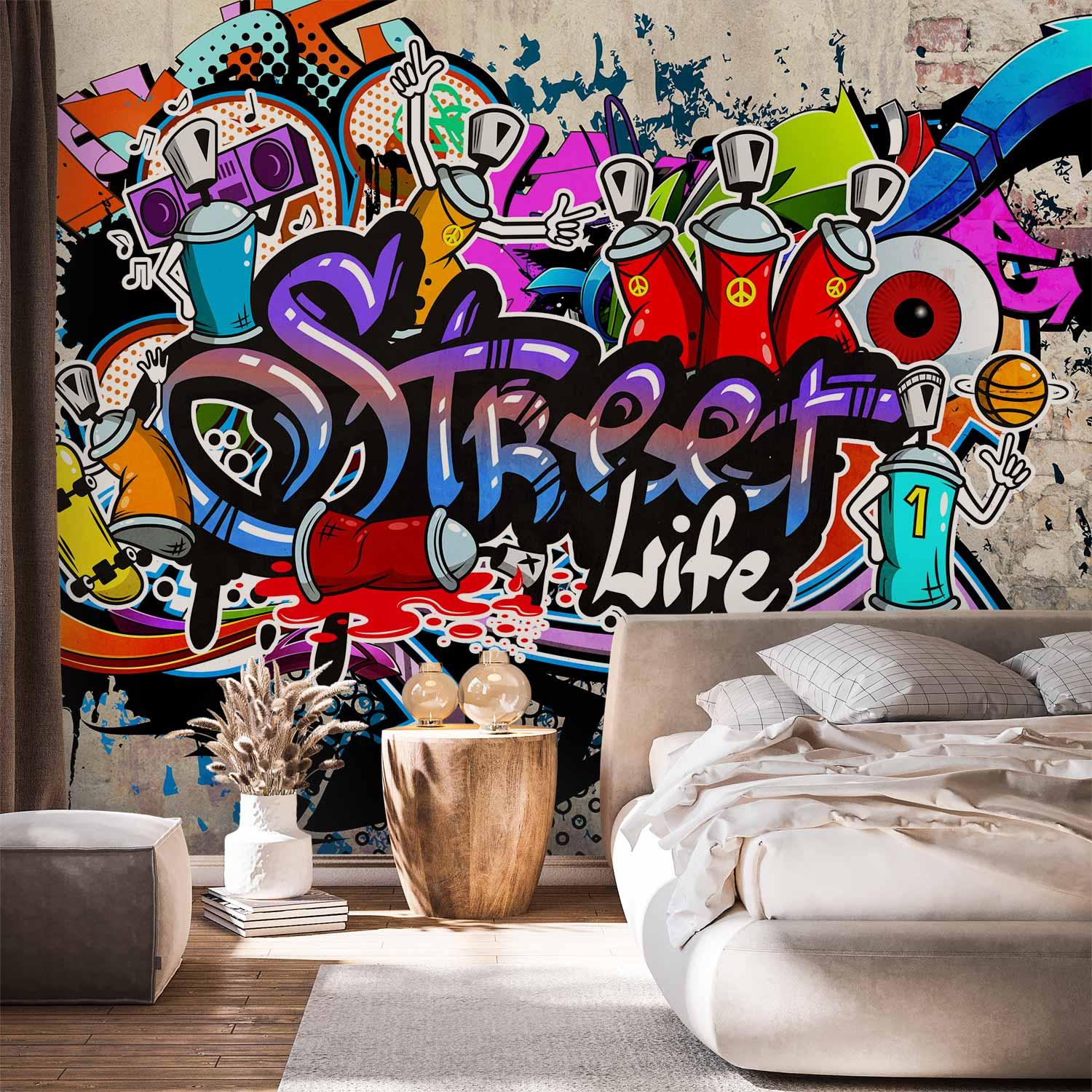 Fototapet Street Game - graffiti fototapet til væg - 100 x 70 cm - Standard
