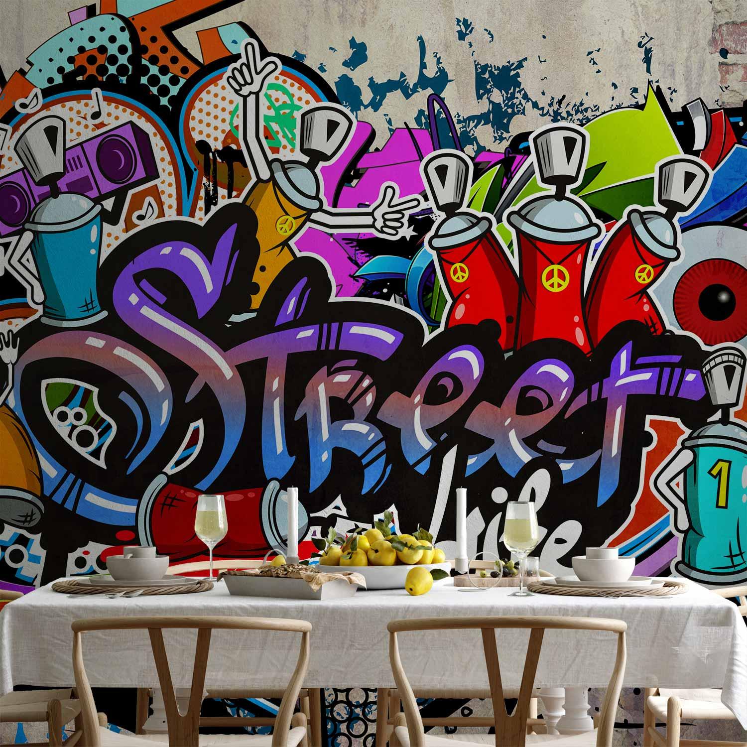 Fototapet Street Game - graffiti fototapet til væg - 400 x 280 cm - Vandtæt