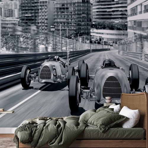 Fototapet Lydens hastighed med vintage racerbiler
