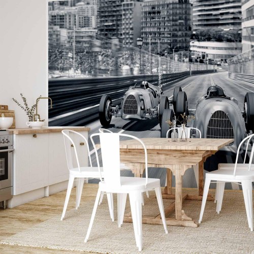 Fototapet Lydens hastighed med vintage racerbiler