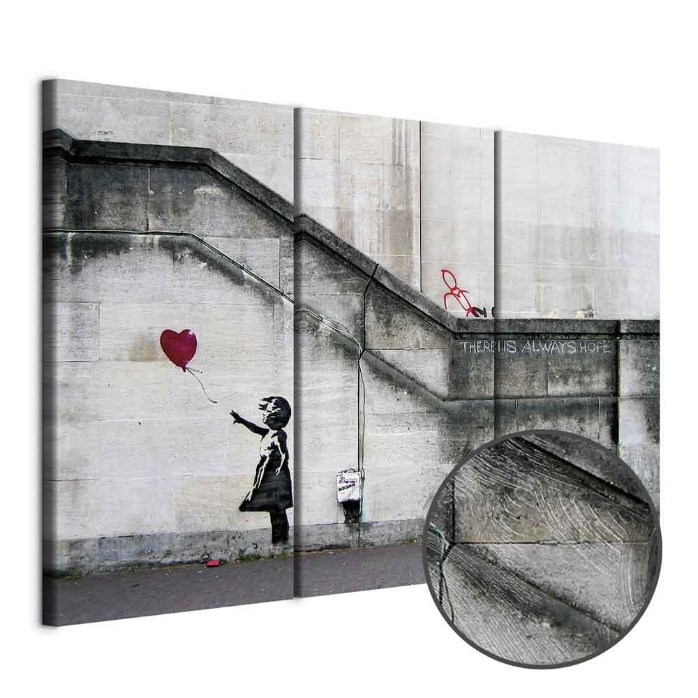 Banksy lærredsbillede - Pige med en ballon vægdekoration - 120 x 80 cm - Premium Print