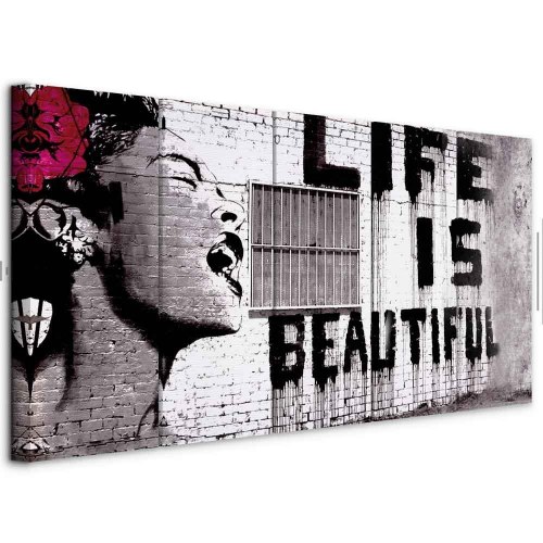 Banksy Life is Beautiful billede på lærred 100 × 40 cm-225 × 90 cm