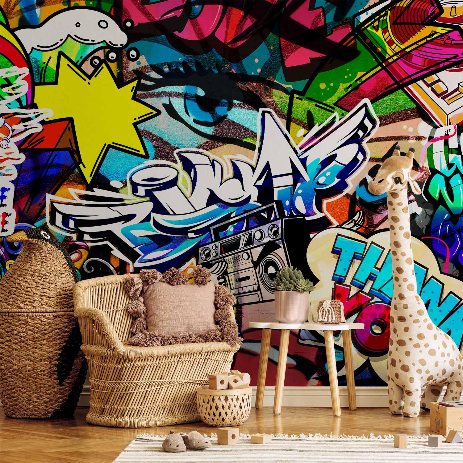 Fototapet Metropoliens Sprog - graffiti og gadekunst - 450 x 315 cm - Premium