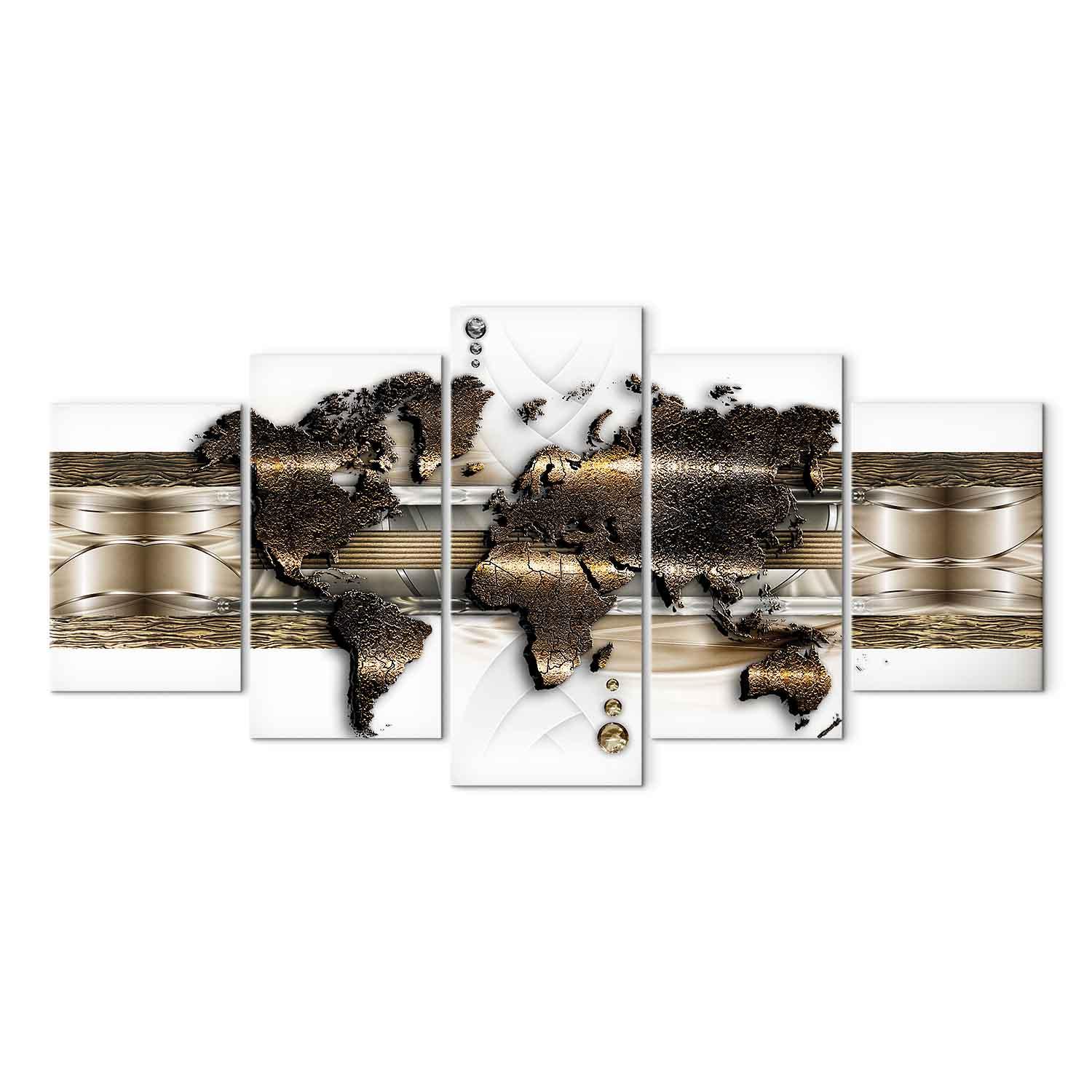 ARTGEIST Metalic World billede - hvid, guld, bronze print, 2 størrelser 200x100
