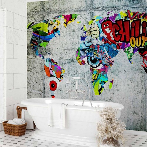 Fototapet verdenskort - Graffiti