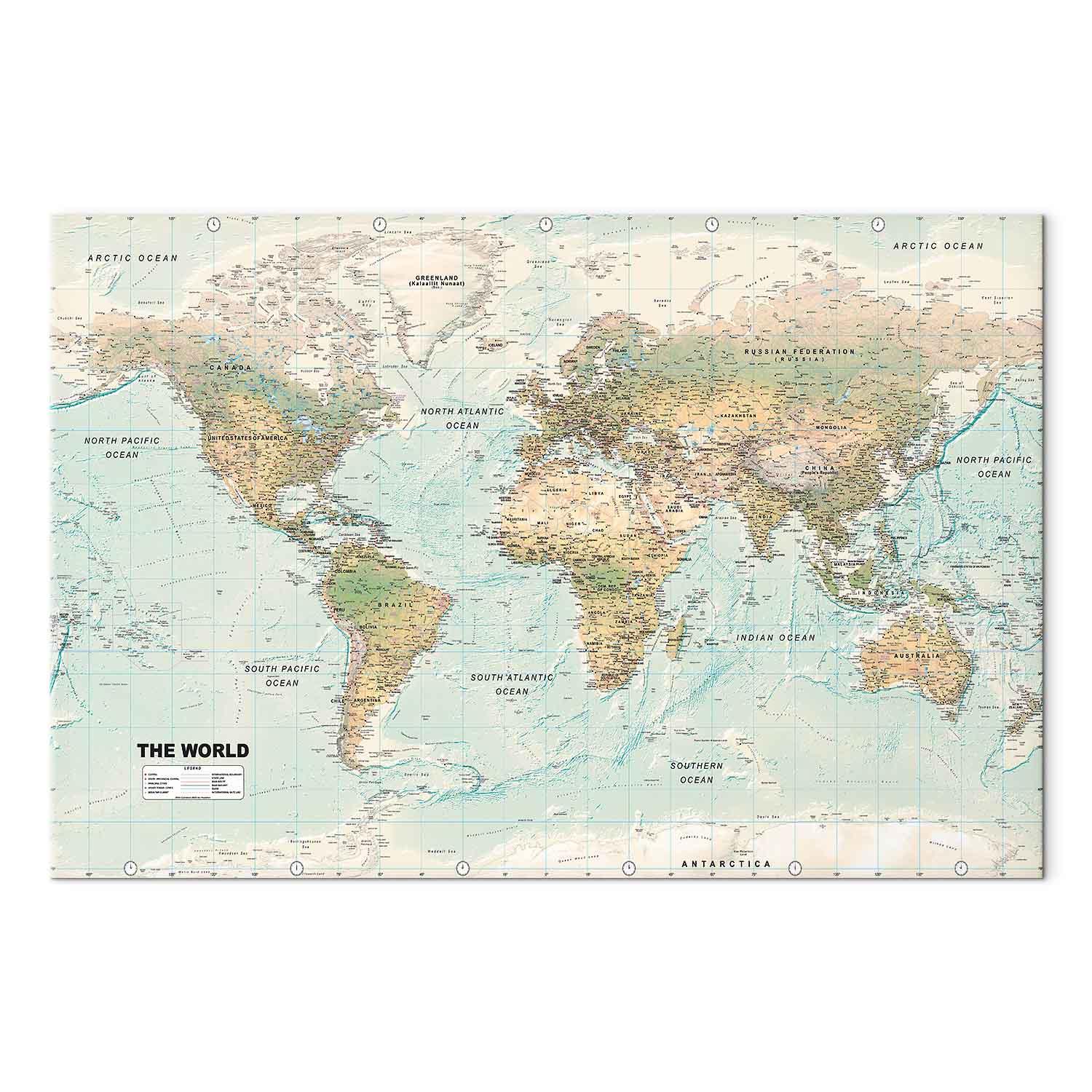 Lærredsbillede verdenskort - Beautiful World - 120 x 80 cm - Premium Print