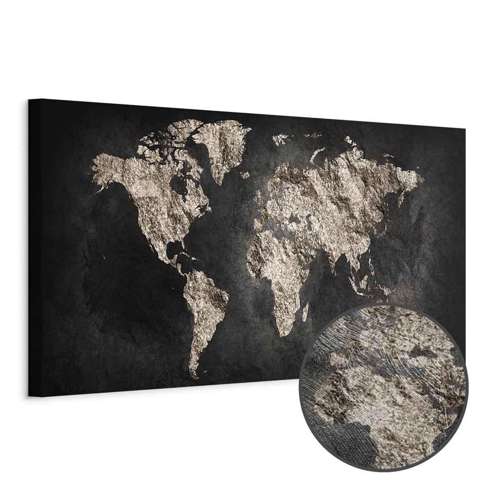 Lærredsbillede Verden fuld af hemmeligheder verdenskort - 150 x 50 cm - Premium Print