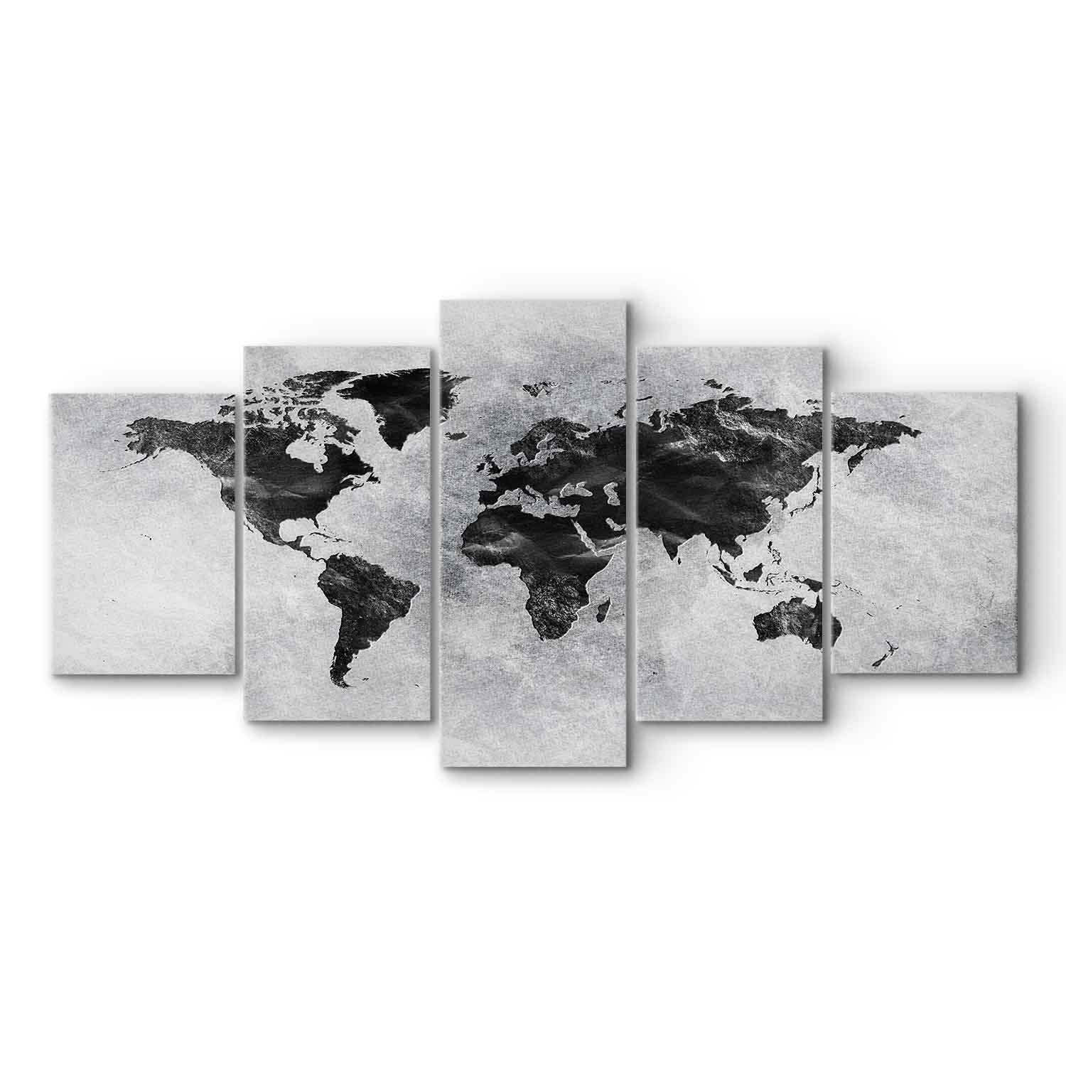 Lærredsbillede verdenskort Concrete World i 5 dele - 200 x 100 cm - Standard