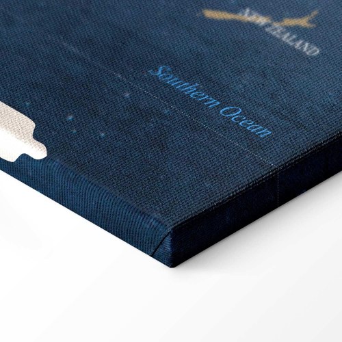 Lærredsbillede verdenskort - Ink Oceans