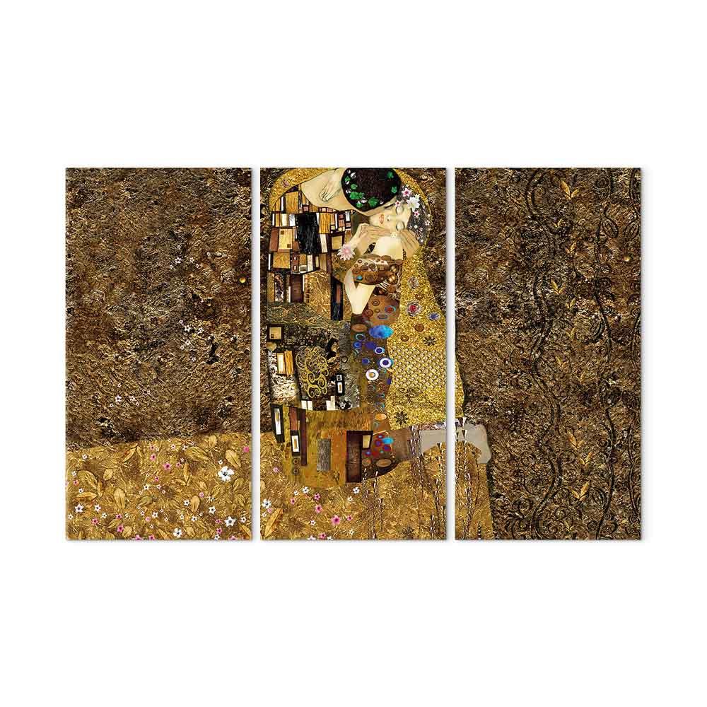 Lærredsbillede Klimt-inspiration Kiss - vægkunst med mennesker - 90 x 60 cm - Standard